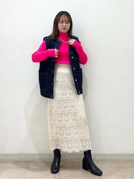 「N.（N. Natural Beauty Basic）（エヌエヌナチュラルビューティーベーシック）のアイテム（デニムジャケット）」を使った、N. STAFFさん（レディース・160cm）の冬コーディネート