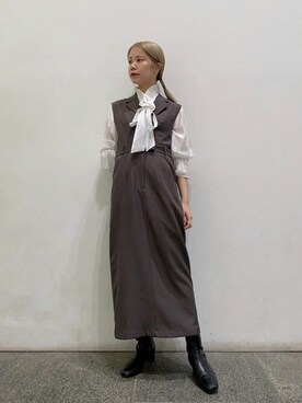 「N.（N. Natural Beauty Basic）（エヌエヌナチュラルビューティーベーシック）のアイテム（ジャンパースカート）」を使った、N. STAFFさん（レディース・156cm）の秋コーディネート