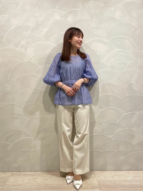 レディース パンツ TIARA Tiara スラックス パンツ バイカラーリボンカーブパンツ
