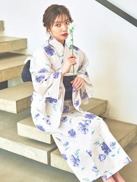 「ブルー」｜「アイテム（浴衣）」を使った、Ditaさん（レディース・160cm）の夏コーディネート