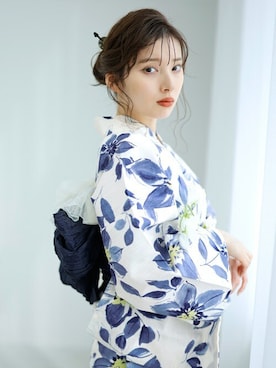 「ブルー」｜「アイテム（浴衣）」を使った、Ditaさん（レディース・160cm）の夏コーディネート