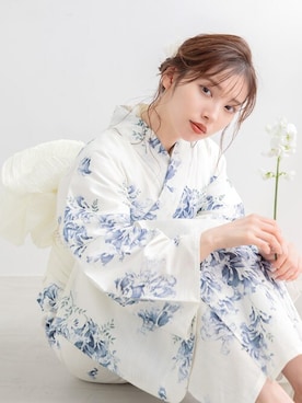 「ブルーコーデ」｜「アイテム（浴衣）」を使った、Ditaさん（レディース・160cm）の夏コーディネート