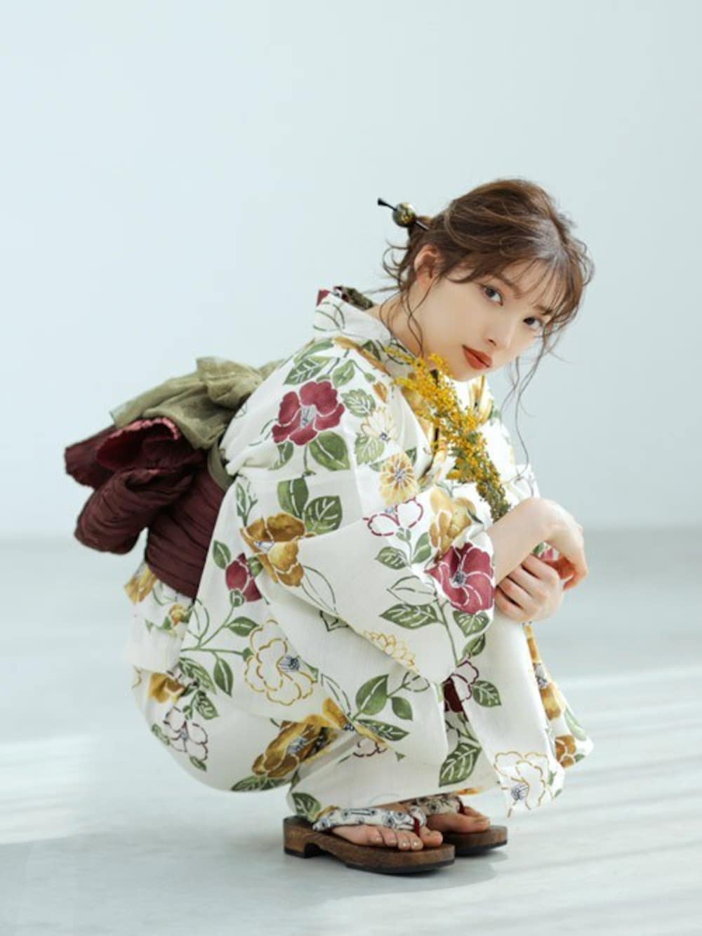 「夏、大人カジュアル、デート、ヘアアレンジ、浴衣、レトロ、大人女子、夏コーデ、大人かわいい、おしゃれさんと繋がりたい」｜「Ditaの1人で着られる浴衣5点セット 和歌山染工日本染め（ゆかた・しわへこ帯・下駄・着付け本・腰ひも）【K】（浴衣、その他）」を使った、Ditaさん（レディース・160cm）の夏コーディネートの1枚目の写真
