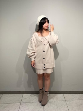 「ブルべ夏」｜「アイテム（ハンチング/ベレー帽）」を使った、himemjさん（レディース・148cm）の秋コーディネート