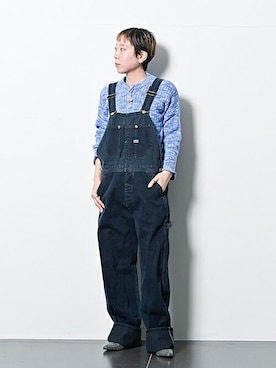 「Lee（リー）のアイテム（オールインワン・サロペット）」を使った、KAJImiさん（レディース・160cm）の冬コーディネート