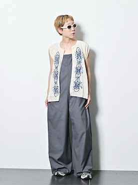 「CITYSHOP（シティーショップ）のSQUARE NECK STRAIGHT ジャンプスーツ（つなぎ/オールインワン）」を使った、KAJImiさん（レディース・160cm）の夏コーディネート