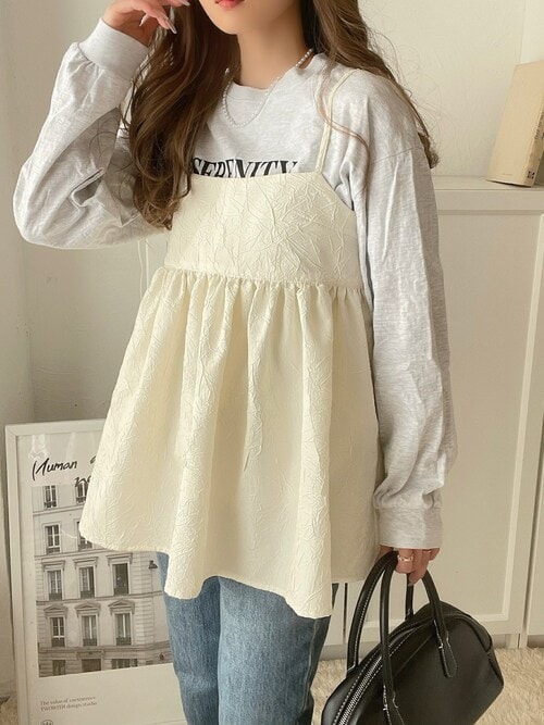 FILLOU フラワージャガードペプラムトップス - Tシャツ