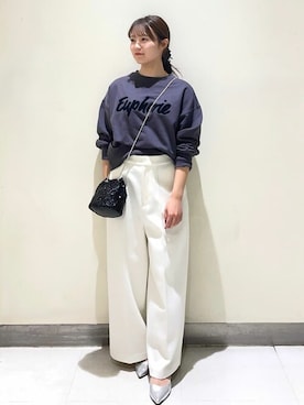 「イエベ」｜「アイテム（スウェット）」を使った、OPAQUE.CLIPスタッフさん（レディース・152cm）の冬コーディネート