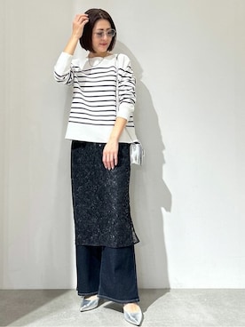 「OPAQUE.CLIP（オペークドットクリップ）のアイテム（デニムパンツ）」を使った、OPAQUE.CLIPスタッフさん（レディース・161cm）の冬コーディネート