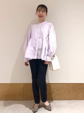 「OPAQUE.CLIP（オペークドットクリップ）のアイテム（デニムパンツ）」を使った、OPAQUE.CLIPスタッフさん（レディース・157cm）の冬コーディネート