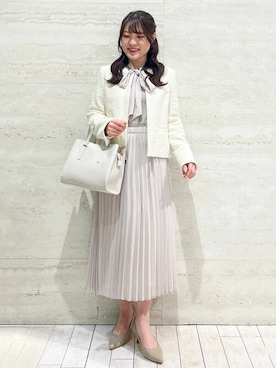 「シンプル・ベーシック」｜「アイテム（ノーカラージャケット）」を使った、OPAQUE.CLIPスタッフさん（レディース・153cm）の春コーディネート