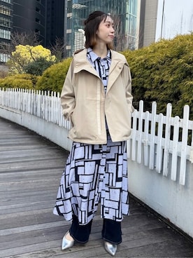 「シンプル・ベーシック」｜「アイテム（ブルゾン）」を使った、OPAQUE.CLIPスタッフさん（レディース・161cm）の春コーディネート