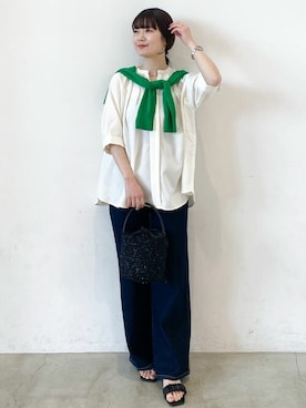 「OPAQUE.CLIP（オペークドットクリップ）のアイテム（デニムパンツ）」を使った、OPAQUE.CLIPスタッフさん（レディース・156cm）の春コーディネート