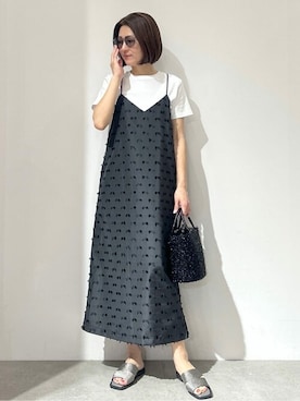 「オペークドットクリップ」｜「アイテム（サンダル）」を使った、OPAQUE.CLIPスタッフさん（レディース・161cm）の春コーディネート