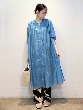 「オペークドットクリップ」｜「アイテム（サンダル）」を使った、OPAQUE.CLIPスタッフさん（レディース・161cm）の春コーディネート