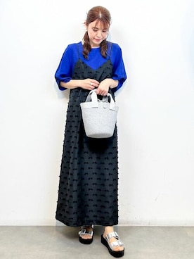 「オペークドットクリップ」｜「アイテム（サンダル）」を使った、OPAQUE.CLIPスタッフさん（レディース・154cm）の夏コーディネート
