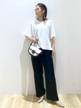 「アイテム（パンプス、ベージュ系）」を使った、OPAQUE.CLIPスタッフさん（レディース・156cm）の夏コーディネート