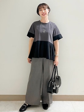 「アイテム（Tシャツ/カットソー）」を使った、OPAQUE.CLIPスタッフさん（レディース・158cm）の夏コーディネート