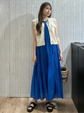 「オペークドットクリップ」｜「アイテム（サンダル）」を使った、OPAQUE.CLIPスタッフさん（レディース・160cm）の夏コーディネート