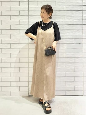 「アイテム（ポーチ、ブラック系）」を使った、OPAQUE.CLIPスタッフさん（レディース・148cm）の夏コーディネート