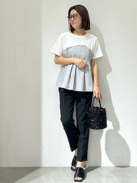 「オペークドットクリップ」｜「アイテム（サンダル）」を使った、OPAQUE.CLIPスタッフさん（レディース・161cm）の夏コーディネート