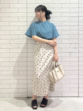 「オペークドットクリップ」｜「アイテム（サンダル）」を使った、OPAQUE.CLIPスタッフさん（レディース・159cm）の夏コーディネート