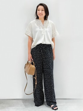 「オペークドットクリップ」｜「アイテム（サンダル）」を使った、OPAQUE.CLIPスタッフさん（レディース・159cm）の夏コーディネート