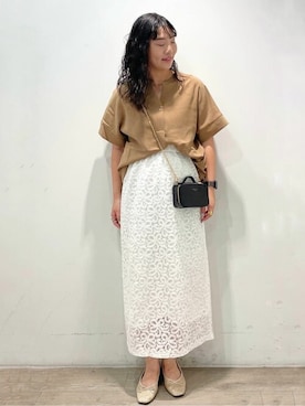 「ママコーデ」｜「アイテム（財布/小物）」を使った、OPAQUE.CLIPスタッフさん（レディース・157cm）の夏コーディネート