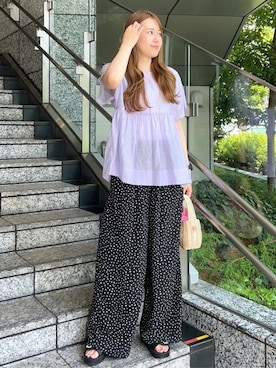 「マタニティコーデ」｜OPAQUE.CLIPスタッフさん（レディース・160cm）の夏コーディネート