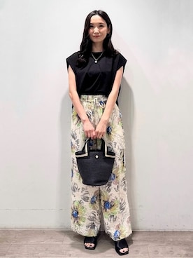 「オペークドットクリップ」｜「アイテム（サンダル）」を使った、OPAQUE.CLIPスタッフさん（レディース・156cm）の夏コーディネート