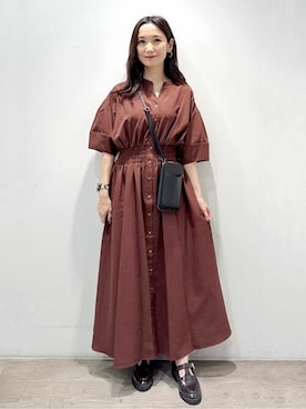 「アイテム（ポーチ）」を使った、OPAQUE.CLIPスタッフさん（レディース・156cm）の夏コーディネート