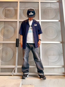 「シャツ 」｜「アイテム（キャップ）」を使った、けんたさん（メンズ・174cm）の夏コーディネート