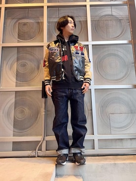 「パーカー」｜「アイテム（スタジャン）」を使った、けんたさん（メンズ・174cm）の冬コーディネート