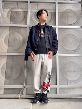 「HYSTERIC GLAMOUR（ヒステリックグラマー）のアイテム（スウェットパンツ）」を使った、けんたさん（メンズ・174cm）の冬コーディネート
