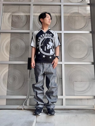 HYSTERIC GLAMOURポロシャツHYSTERIC 9 ブラック×グレー HYSTERIC GLAMOUR（ヒステリックグラマー）の「HYSTERIC 9 シャツ