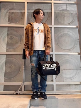 「アイテム（ドラムバッグ）」を使った、けんたさん（メンズ・174cm）の秋コーディネート