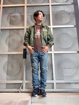 「アイテム（ミリタリージャケット）」を使った、けんたさん（メンズ・174cm）の秋コーディネート