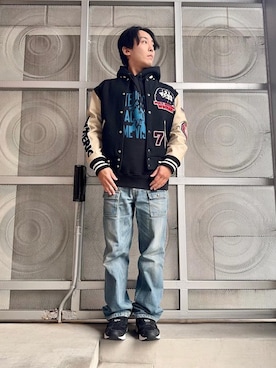 「アイテム（スタジャン）」を使った、けんたさん（メンズ・174cm）の冬コーディネート