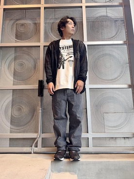 「HYSTERIC GLAMOUR（ヒステリックグラマー）のBLACK CAT WOMAN オーバーサイズパーカー（パーカー、ブラック系）」を使った、けんたさん（メンズ・174cm）の秋コーディネート
