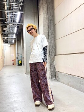 「HYSTERIC GLAMOUR（ヒステリックグラマー）のCIRCLE HEAD Tシャツ2PACS（Tシャツ/カットソー）」を使った、HOSHIさん（メンズ・169cm）の春コーディネート