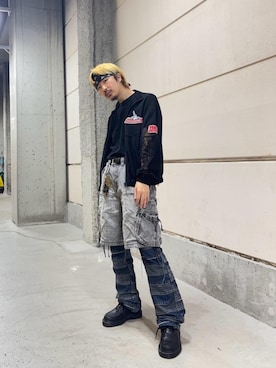「HYSTERIC GLAMOUR（ヒステリックグラマー）のアイテム（ジャケット/アウター）」を使った、HOSHIさん（メンズ・169cm）の春コーディネート