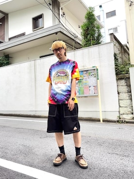 「アイテム（Tシャツ/カットソー、その他）」を使った、HOSHIさん（メンズ・169cm）の夏コーディネート