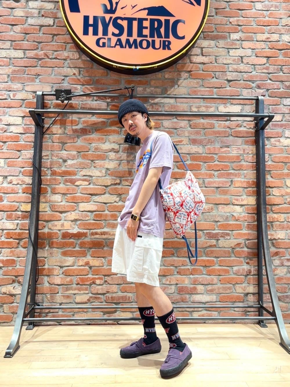 HYSTERIC GLAMOUR HG LABEL柄 ナップサック HYSTERIC GLAMOUR（ヒステリックグラマー）の「HG LABEL柄