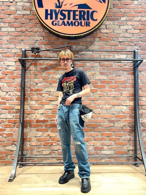 スクエアウインドウリメイク スリムストレートデニムパンツ