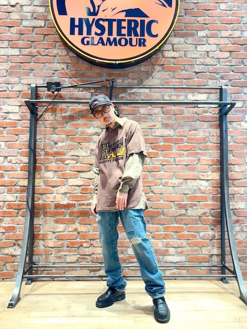 スクエアウインドウリメイク スリムストレートデニムパンツ