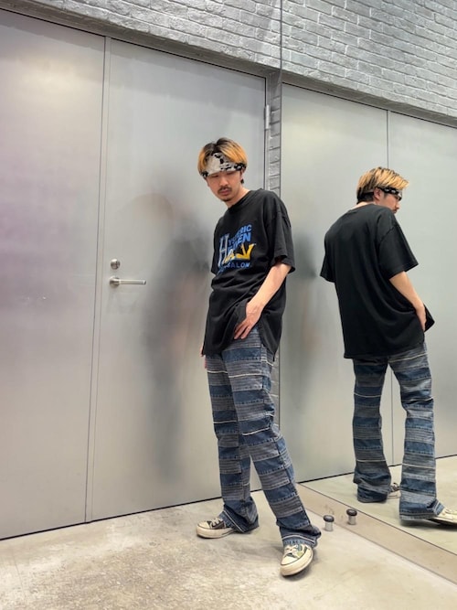スクラッチフレアデニムパンツ