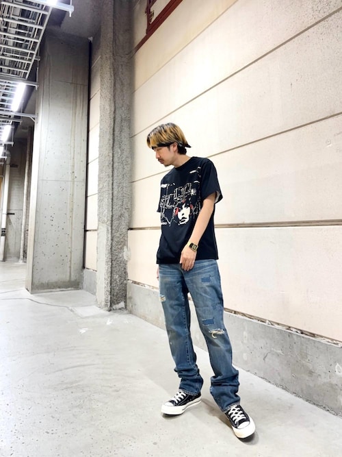 スクエアウインドウリメイク スリムストレートデニムパンツ