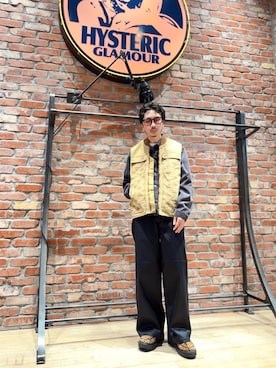 「HYSTERIC GLAMOUR（ヒステリックグラマー）のアイテム（ベスト）」を使った、HOSHIさん（メンズ・169cm）の秋コーディネート