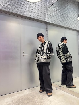 「アイテム（その他アウター、ブラック系）」を使った、HOSHIさん（メンズ・169cm）の秋コーディネート