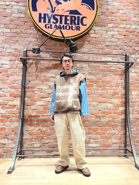 「HYSTERIC GLAMOUR（ヒステリックグラマー）のアイテム（ベスト）」を使った、HOSHIさん（メンズ・169cm）の秋コーディネート